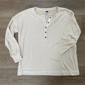 Old Navy Long Sleeve Henley Sweater — XS, Tan